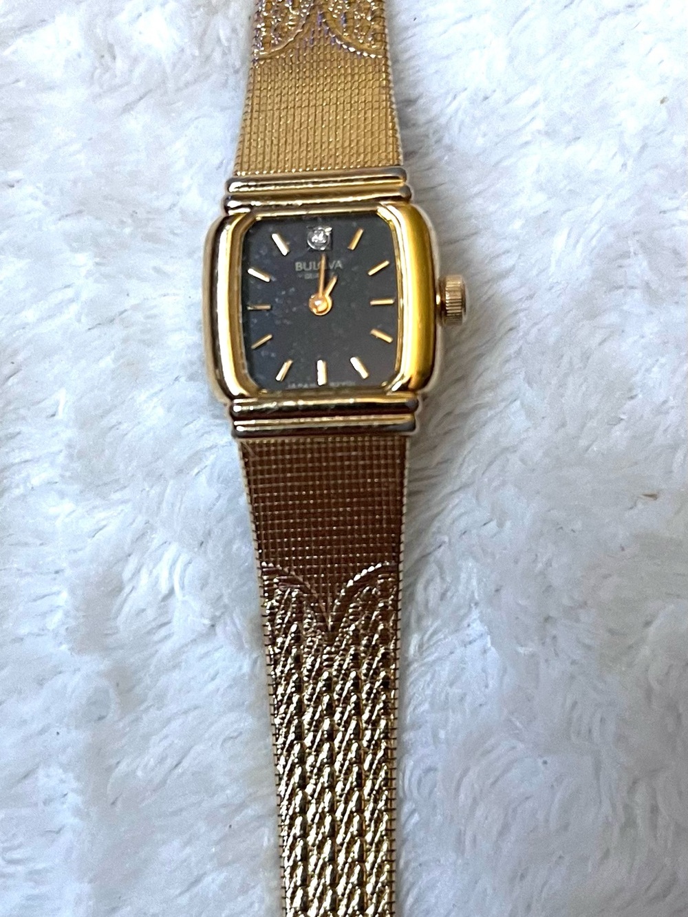 Vintage Bulova Women's Gold-Tone Stainless Steel Mesh Bracelet Watch